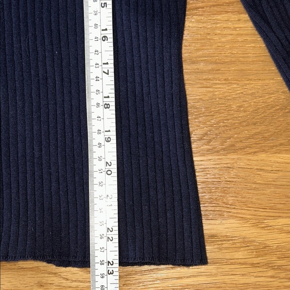 Sezane Navy Ribbed Top - Picture 9 of 9